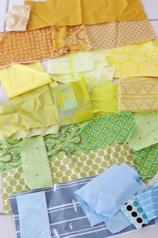 Scrappy Square Design – LAP QUILT – Blue, Yellow & deals Green